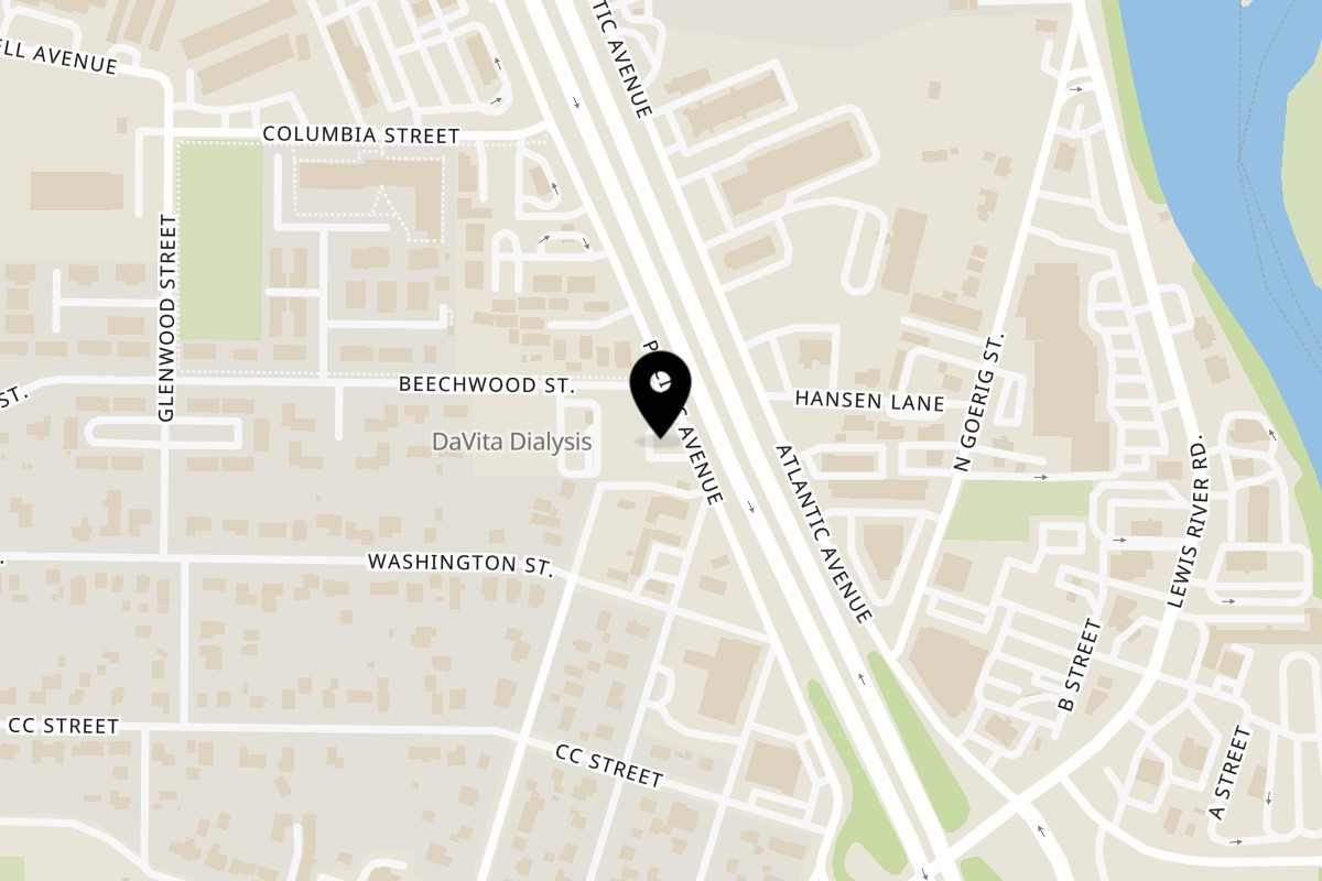 Map showing the location of Wendy's Woodland on 1215 Pacific Ave in Woodland