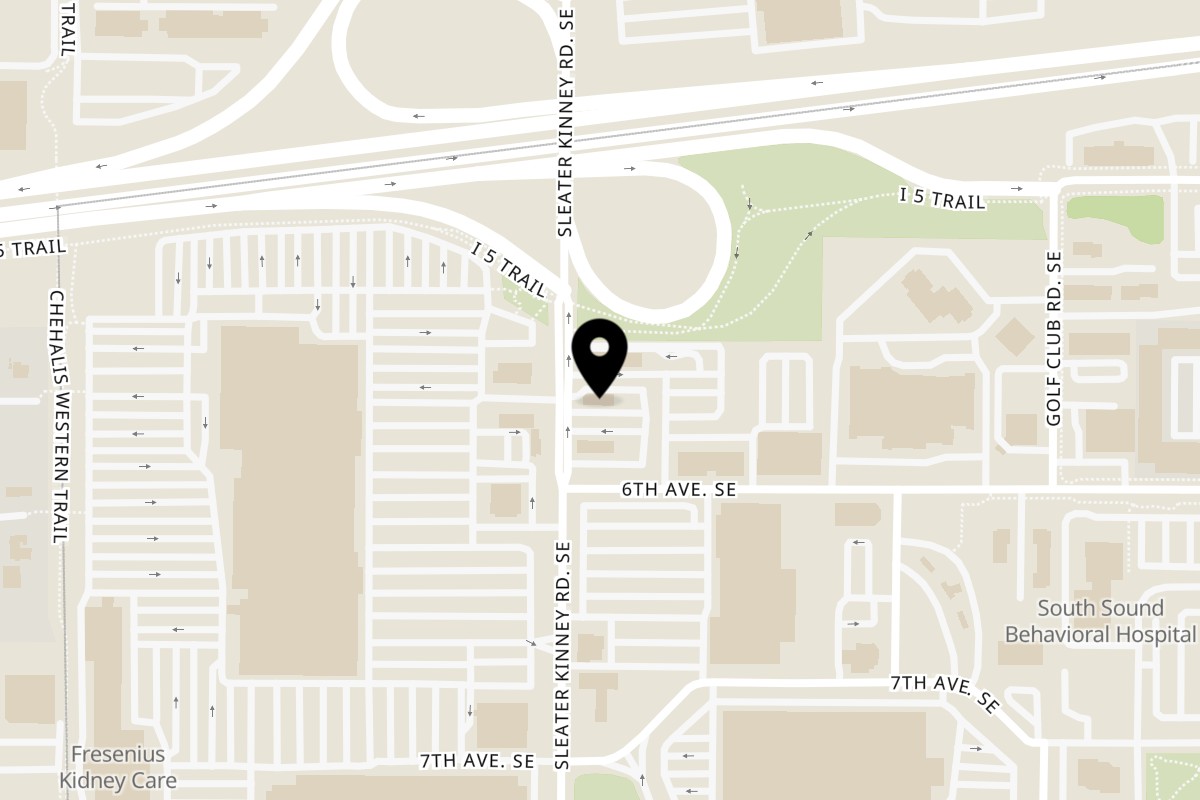 Map showing the location of Wendy's Lacey on 526 Sleater Kinney Rd SE in Lacey