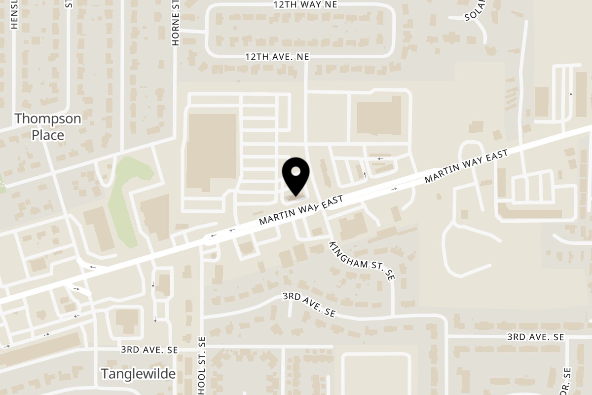 Map showing the location of Wendy's Olympia Martin Way on 7530 Martin Way E in Olympia