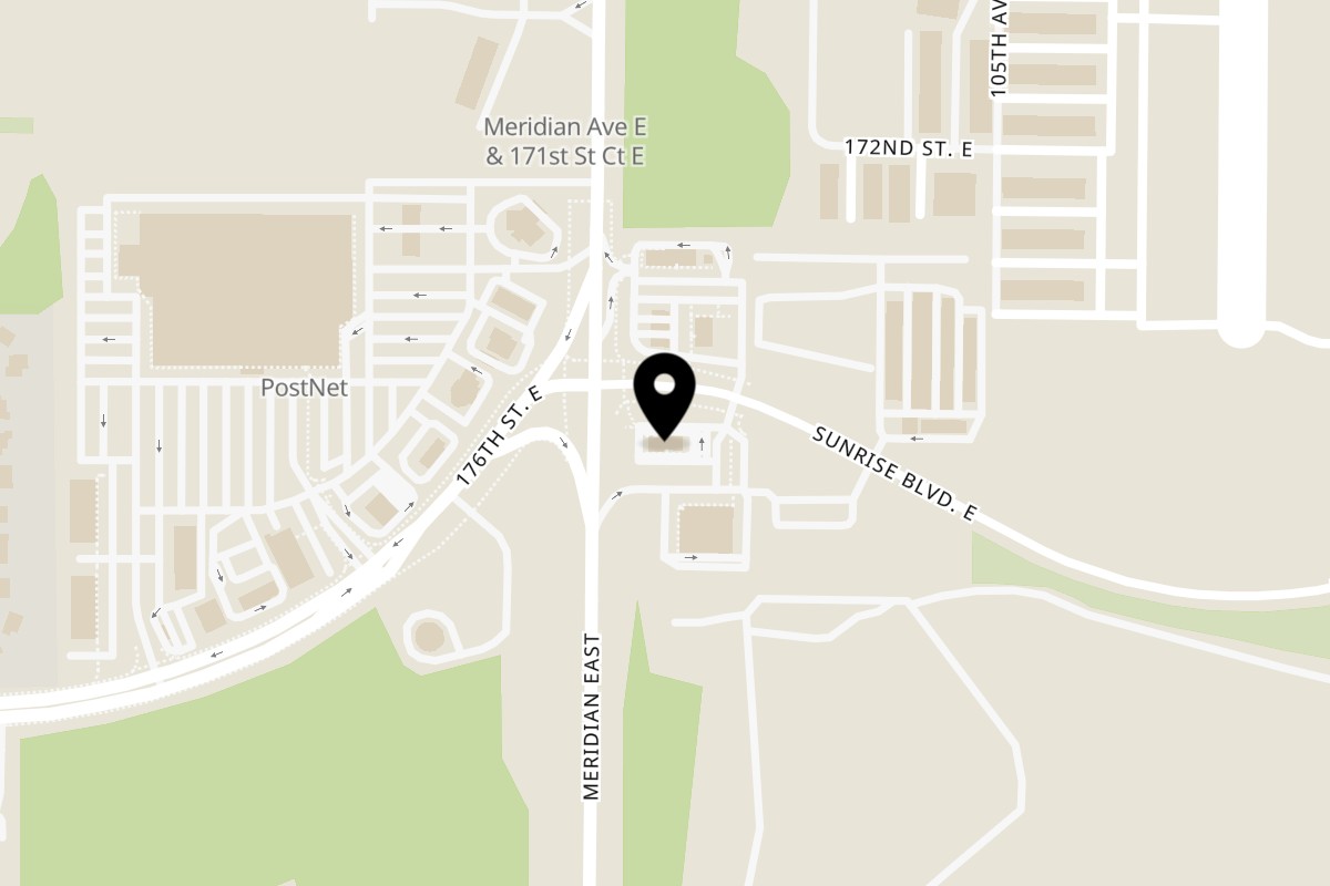Map showing the location of Wendy's Puyallup Sunrise Blvd on 10220 Sunrise Blvd E in Puyallup
