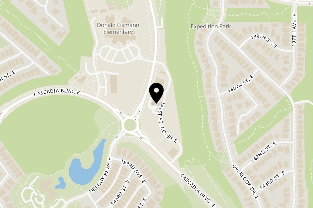 Map showing the location of Wendy's Bonney Lake 141st St on 19012 141st St Ct E in Bonney Lake