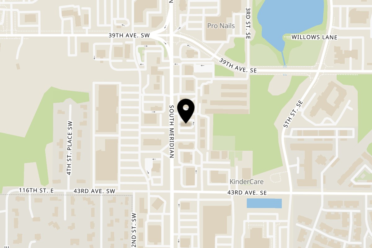 Map showing the location of Wendy's Puyallup S Meridian on 4113 S Meridian in Puyallup