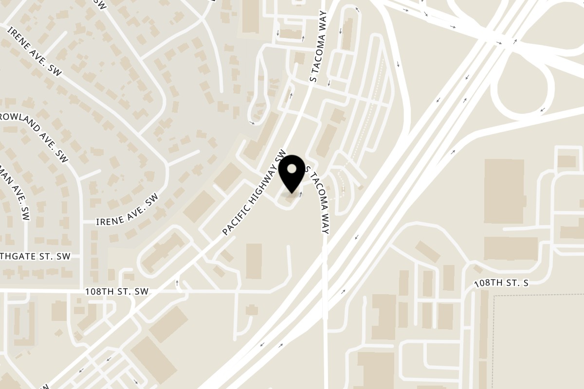 Map showing the location of Wendy's Lakewood Pacific Hwy on 10619 Pacific Hwy SW in Lakewood
