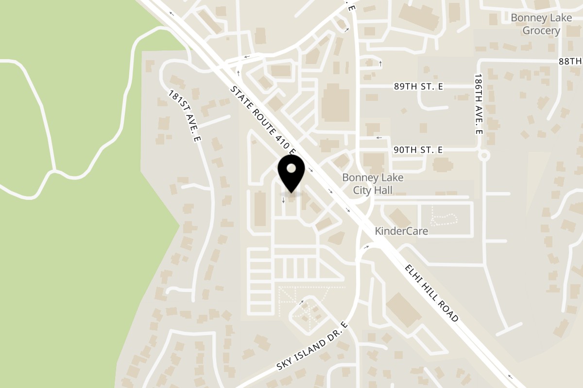 Map showing the location of Wendy's Bonney Lake WA-410 on 18211 WA-410 in Bonney Lake